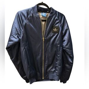 ADIDAS NAVY SATIN BOMBER JACKET